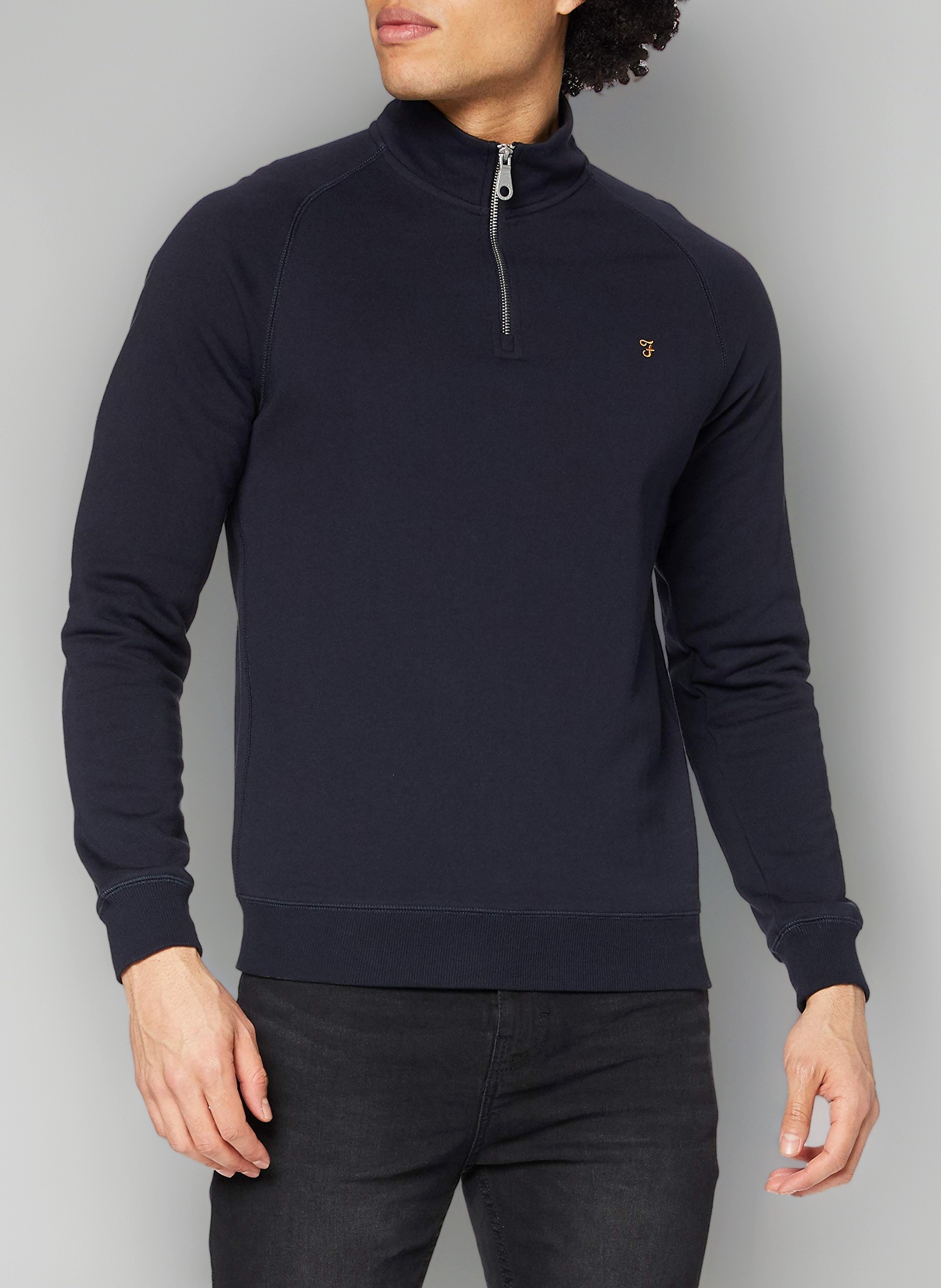 Farah Men's Jim 1/4 Zip Sweatshirt, Blue, L UK