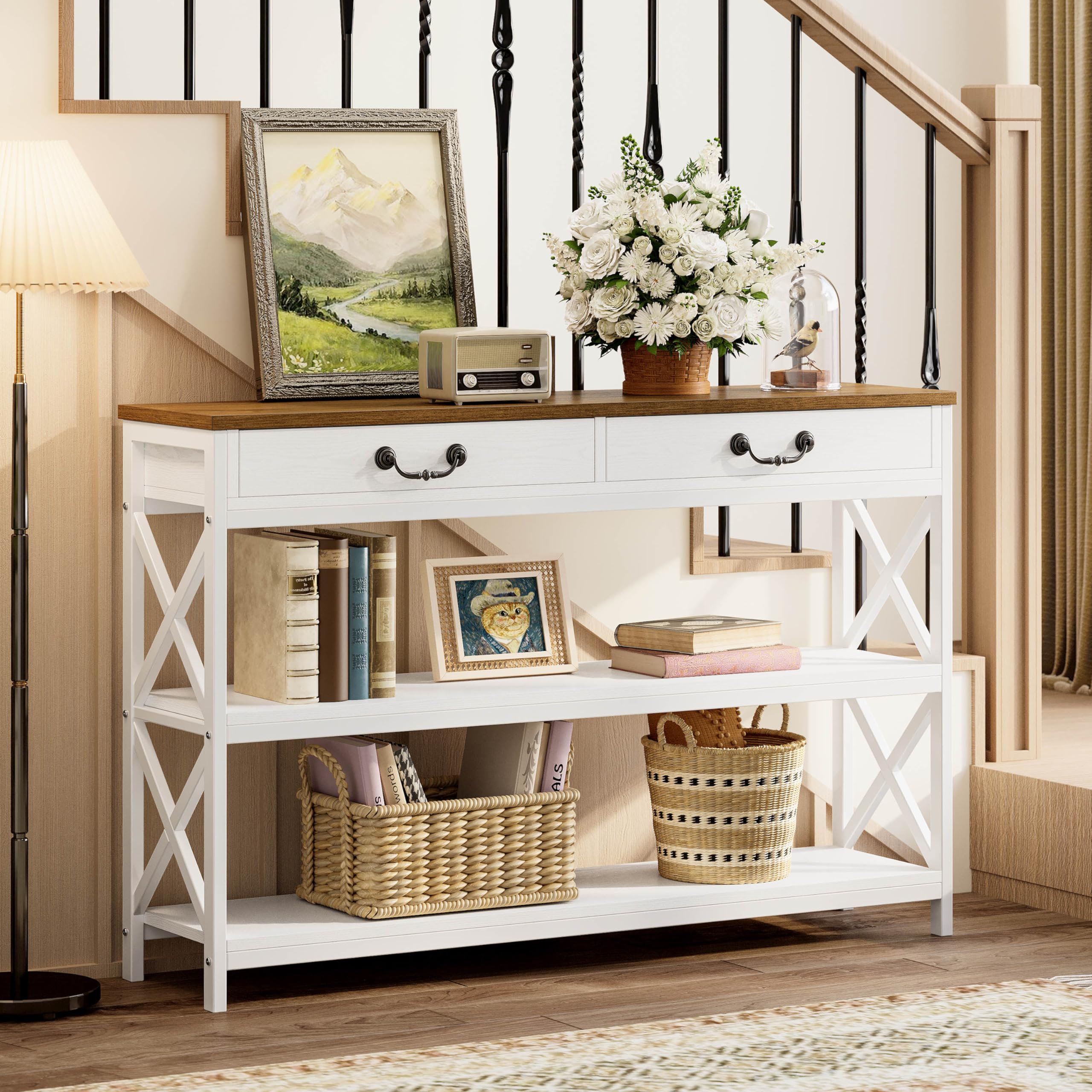 Amazon.com: IRONCK Farmhouse Console Table, Sofa Table with Drawer