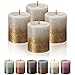 BOLSIUS 4 Pack Sandy Gray/Gold Sunset Rustic Metallic Pillar Candles - 2.75 X 3.25 Inches - Fine European Quality - Natural Eco-Friendly Plant-Based Wax - Unscented Dripless Smokeless 35 Hour Candles