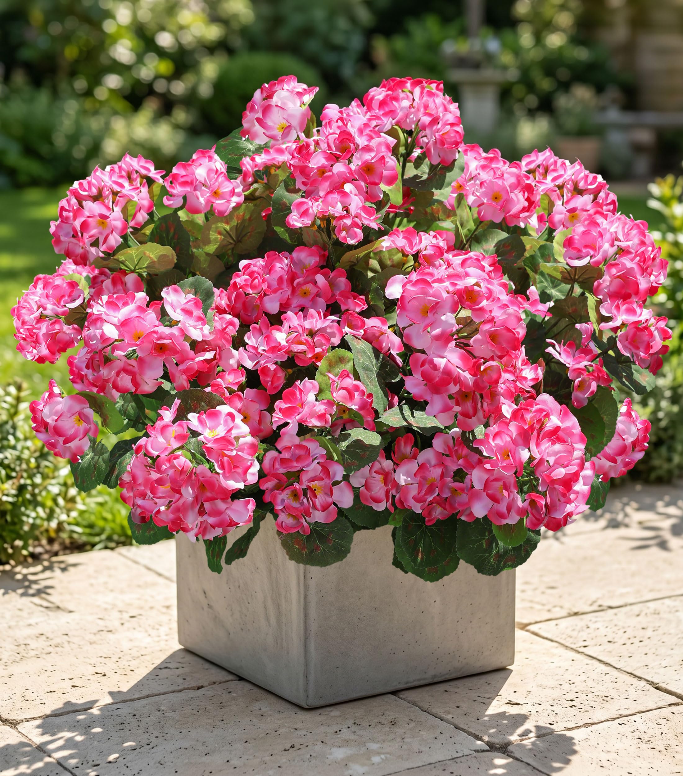 HyeFlora Artificial Geranium Fake Flowers for Outdoors 6 Bundles