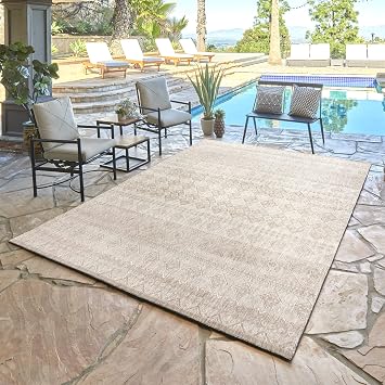 Gertmenian Indoor Outdoor Area Rug, Classic Flatweave, Moroccan Collection II, Stain & UV Resistant Carpet, Deck, Patio & Mudroom, 6x9 Medium, Vintage Brown Tan Distressed Classic Tribal, 19505