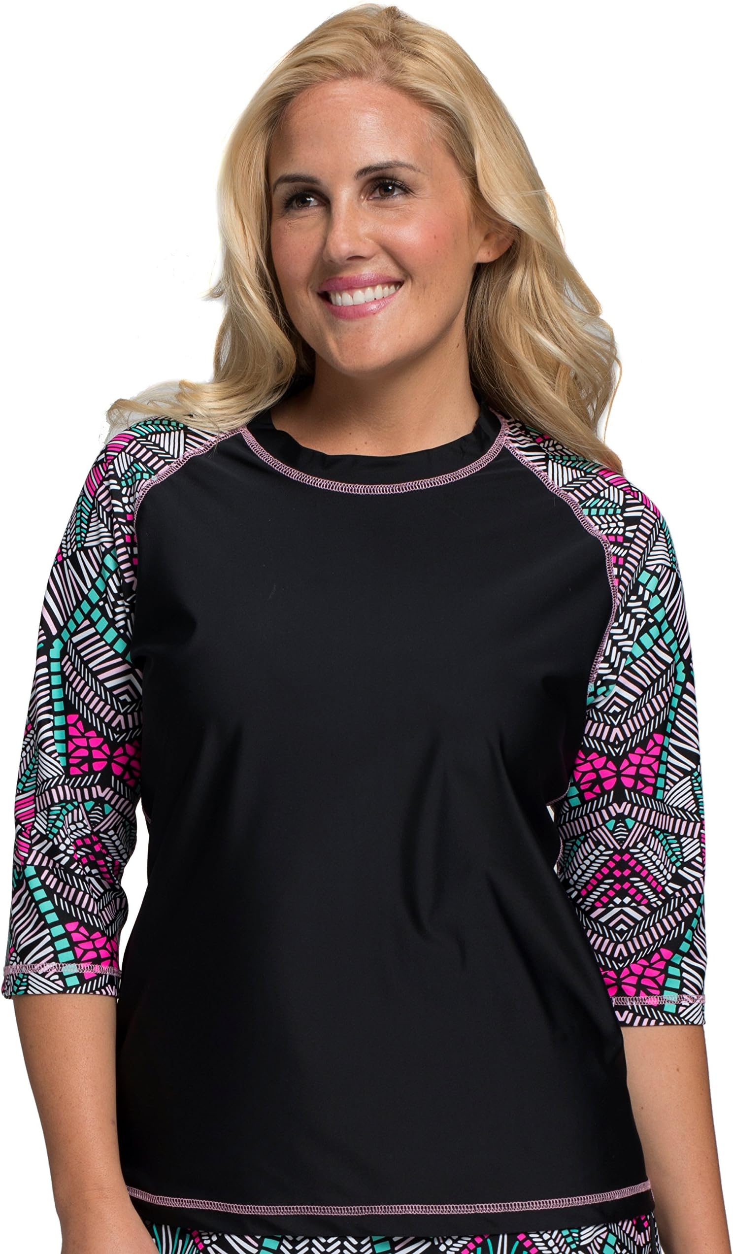 HydroChic Women’s Rash Guard Bathing Suit Top, UPF 50+ Stunning Athletic Swim Shirt