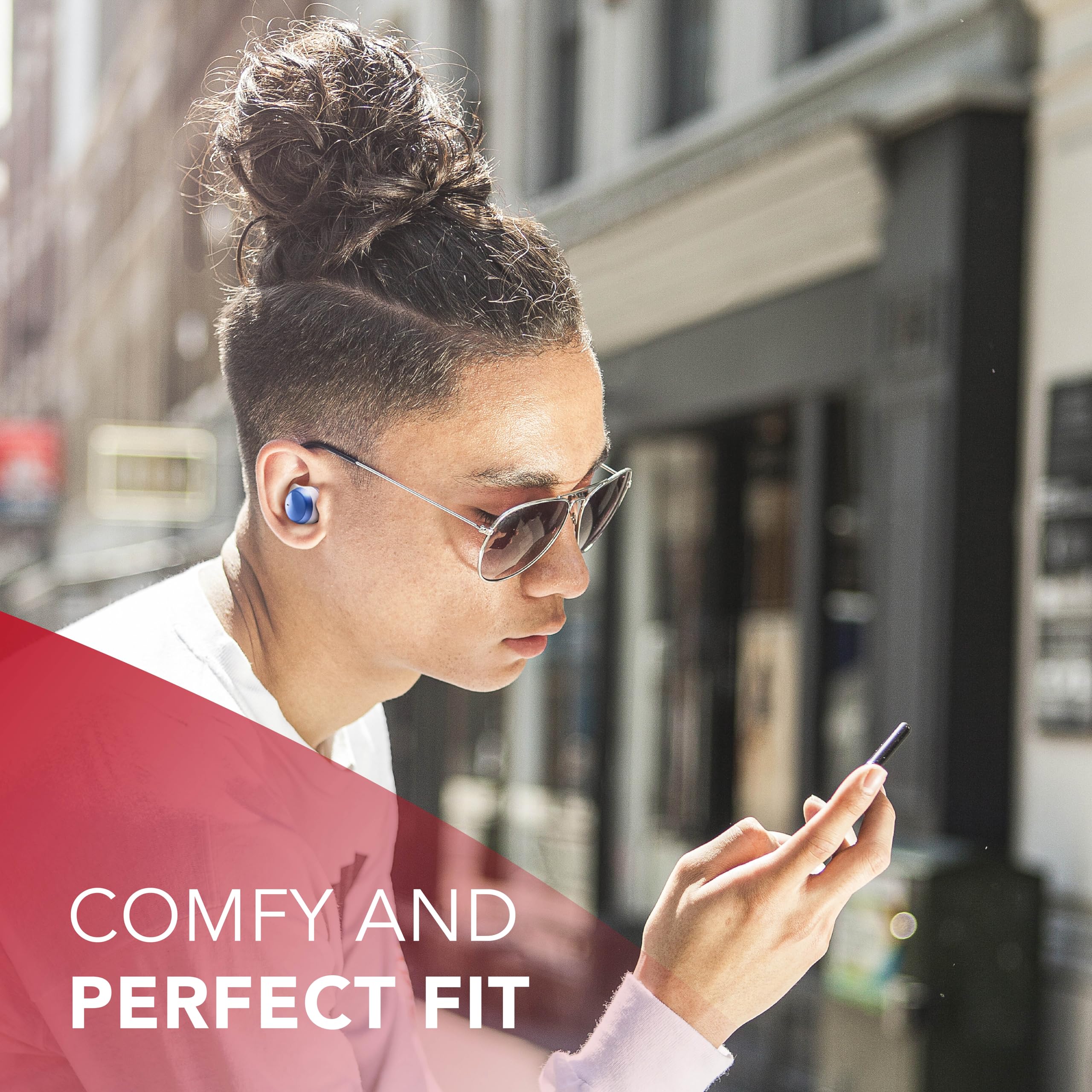 Music Sound FLOW - Bezprzewodowy zestaw słuchawkowy Bluetooth douszny - Play Time 25H - żółty
