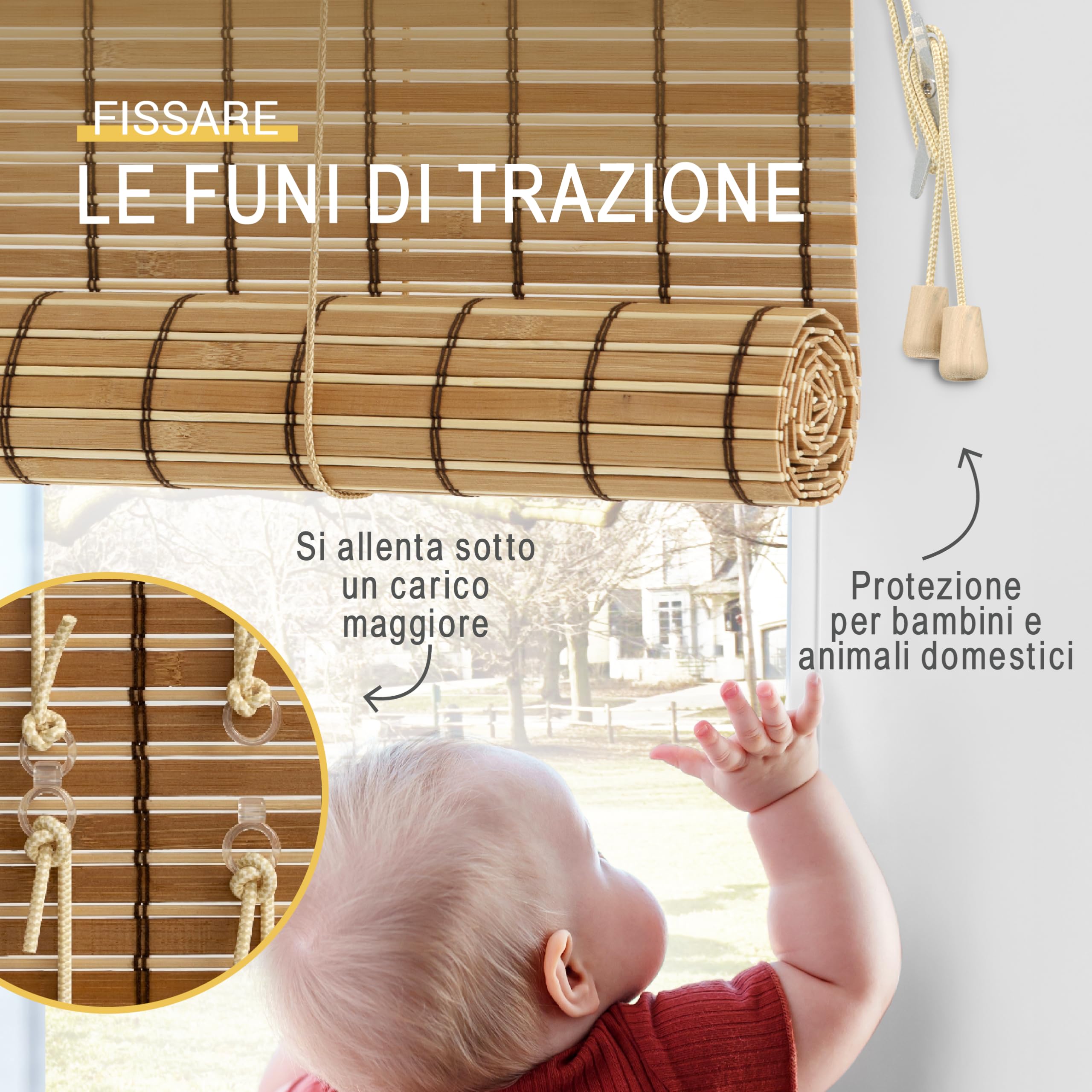 Sol Royal Tenda a Rullo in Bambù senza Fori per Finestra Interna Oscurante | 120x160cm Teak Legno Naturale Avvolgibile Protezione Solare e Privacy forare veneziana tapparella BR7