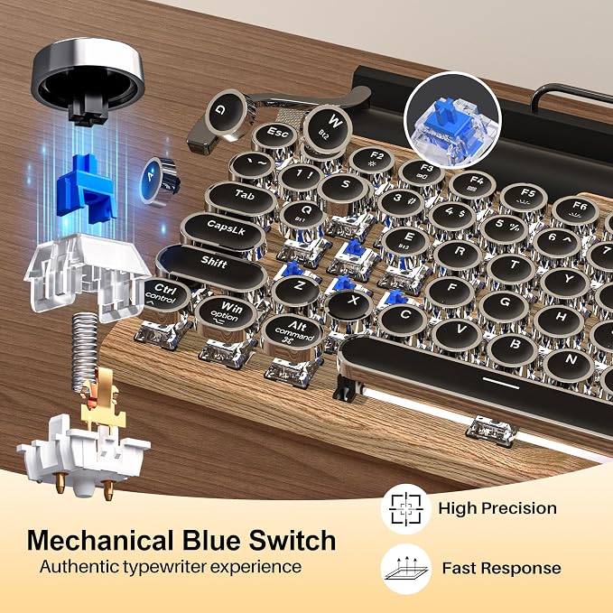 Teclado Mecánico Retro Inalámbrico Bluetooth 83 Teclas miniatura 2