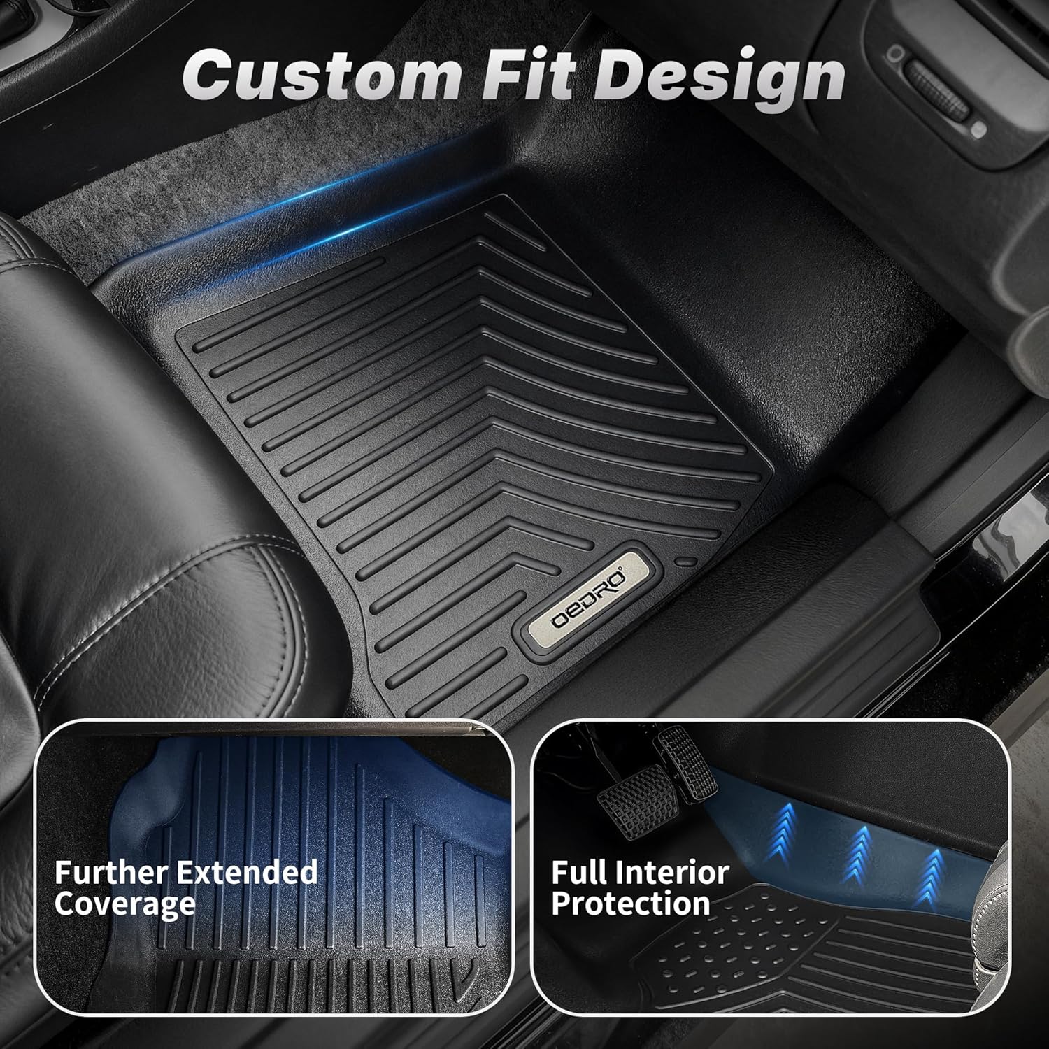 OEDRO Floor Mats & Cargo Mat Fit for 2025 2026 Toyota Camry (Include Hybrid/LE/SE/XLE/XSE), TPE All Weather Custom Fit 2025 Camry Floor Liners 1st & 2nd Row Car Mats Accessories, Black - Image 3
