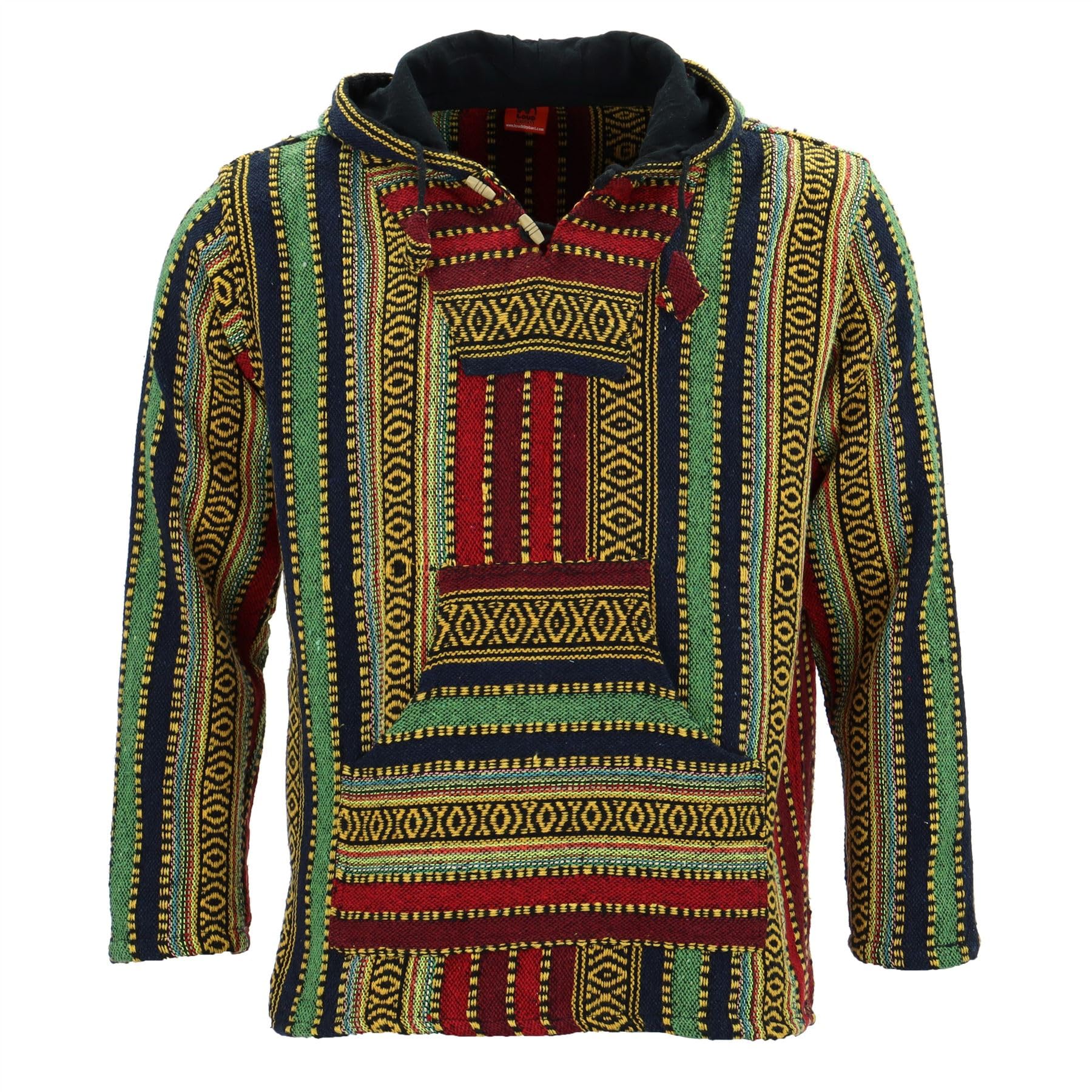 Sweat à capuche Baja en coton pull ethnique mexicain à poches - 7