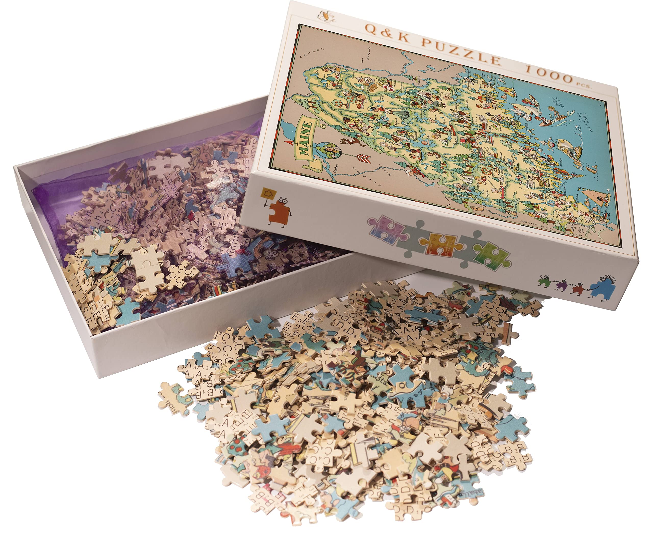 1000 Teile Puzzle „Karte Von Maine“ – Detailreiche Landkarte Mit Leuchttürmen & Historischen Motiven