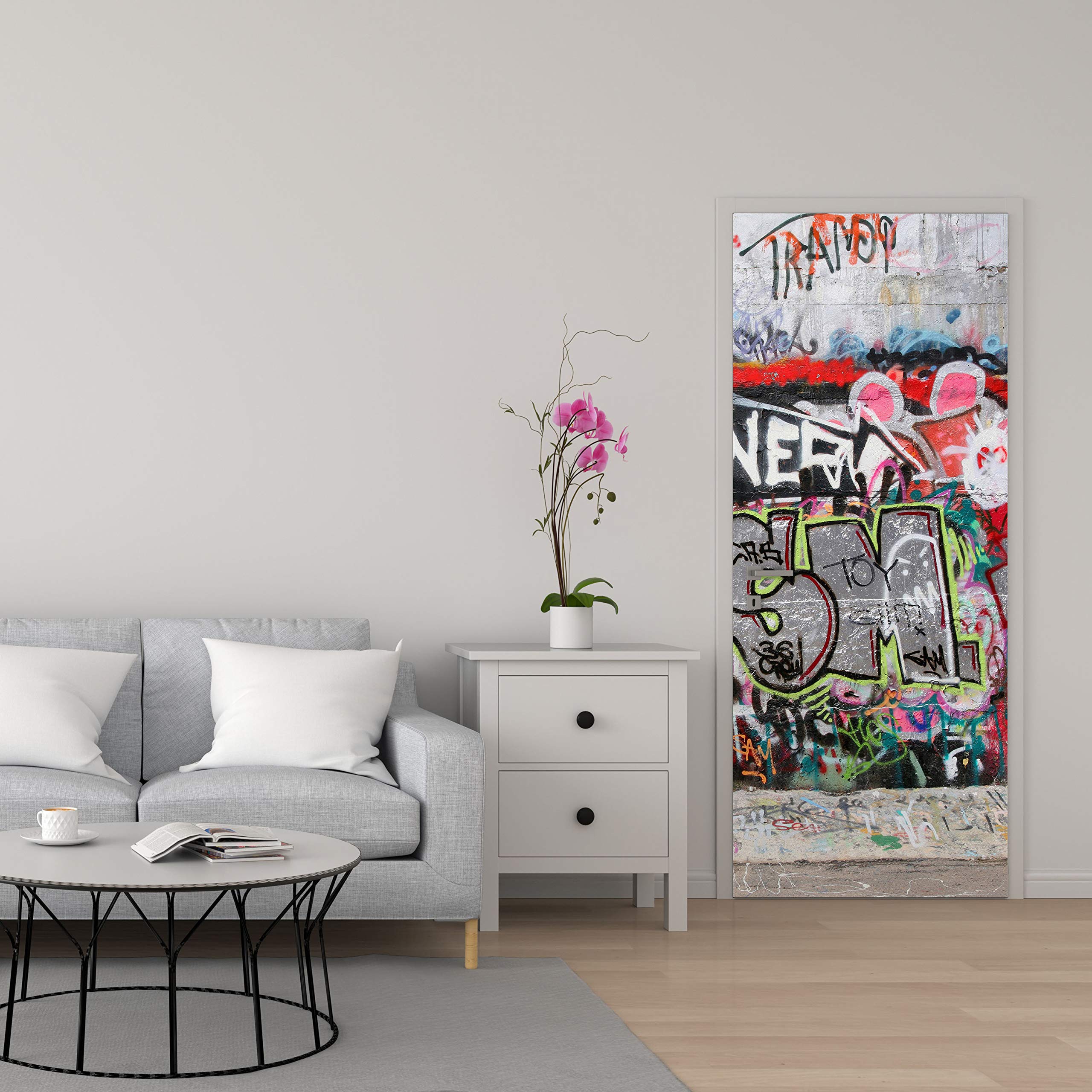 Graffiti Türaufkleber 85x200cm - Brasilianische Rockband Türfolie, Abnehmbar