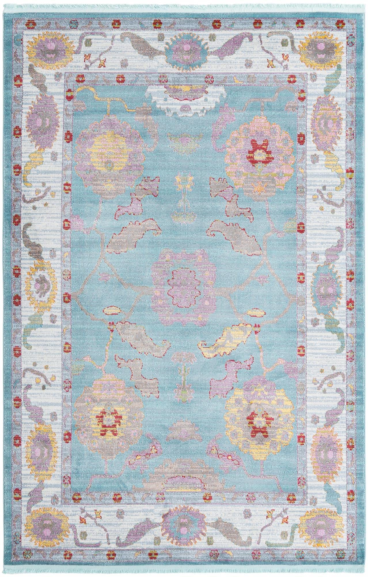 Rugs.com Paragon Collection Rug – 6' x 9' Aqua Medium-Pile Rug Perfect for Bedrooms, Dining Rooms, Living Rooms