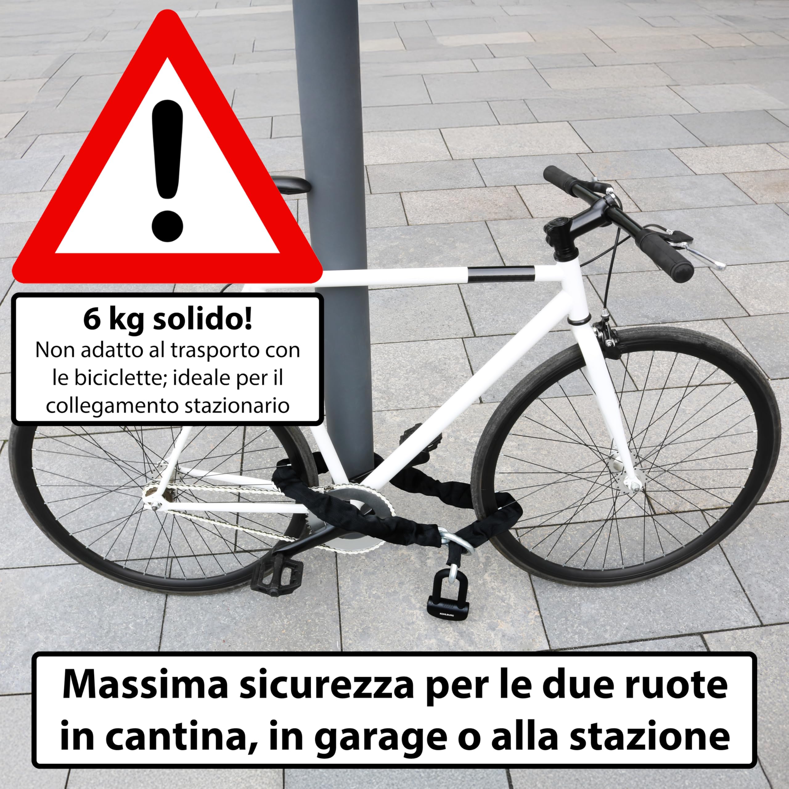 KOHLBURG catena antifurto massiccia per moto 6 kg, 150 cm di lunghezza, livello di sicurezza più alto 15+ su 15, catena in acciaio da 13 mm super robusta come antifurto per moto, scooter e e-bike