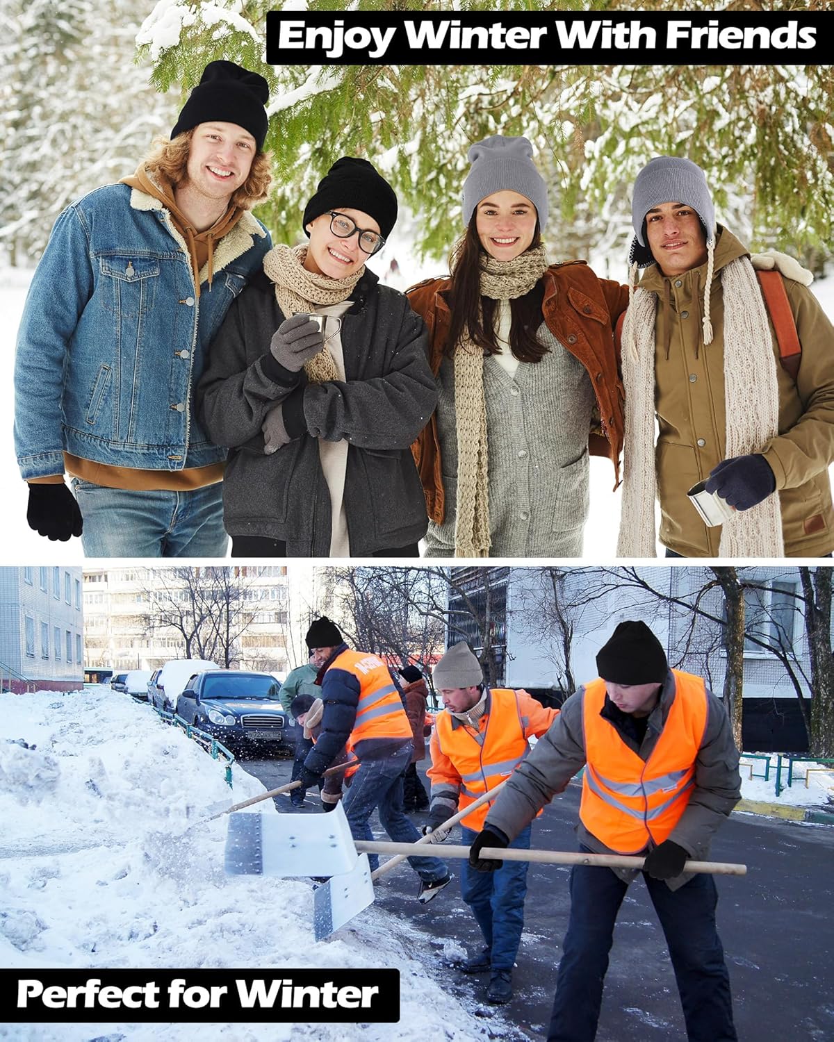 Toulite 60 Pcs Winter Beanie Hat Gloves Socks Set for Women Men Unisex Beanie Warm Stocking Hats Bulk for Homeless Care - Image 2