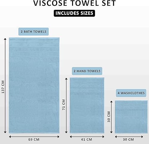 Miniatura 2 de Utopia Towels Juego de toallas de lujo de 8 piezas, 2 toallas de baño, 2 toallas de mano y 4 paños de lavado, 100% algodón hilado en anillo de 600