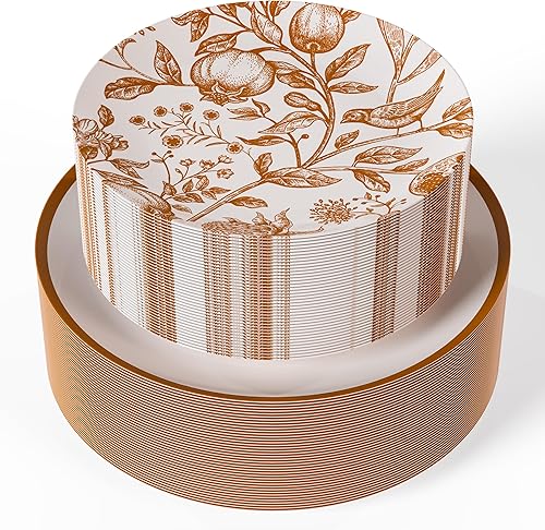 Miniatura 8 de Trendables Juego de 40 platos desechables de plástico para 20 invitados, platos de postre de 20 x 8 pulgadas y platos de plástico desechables de 20