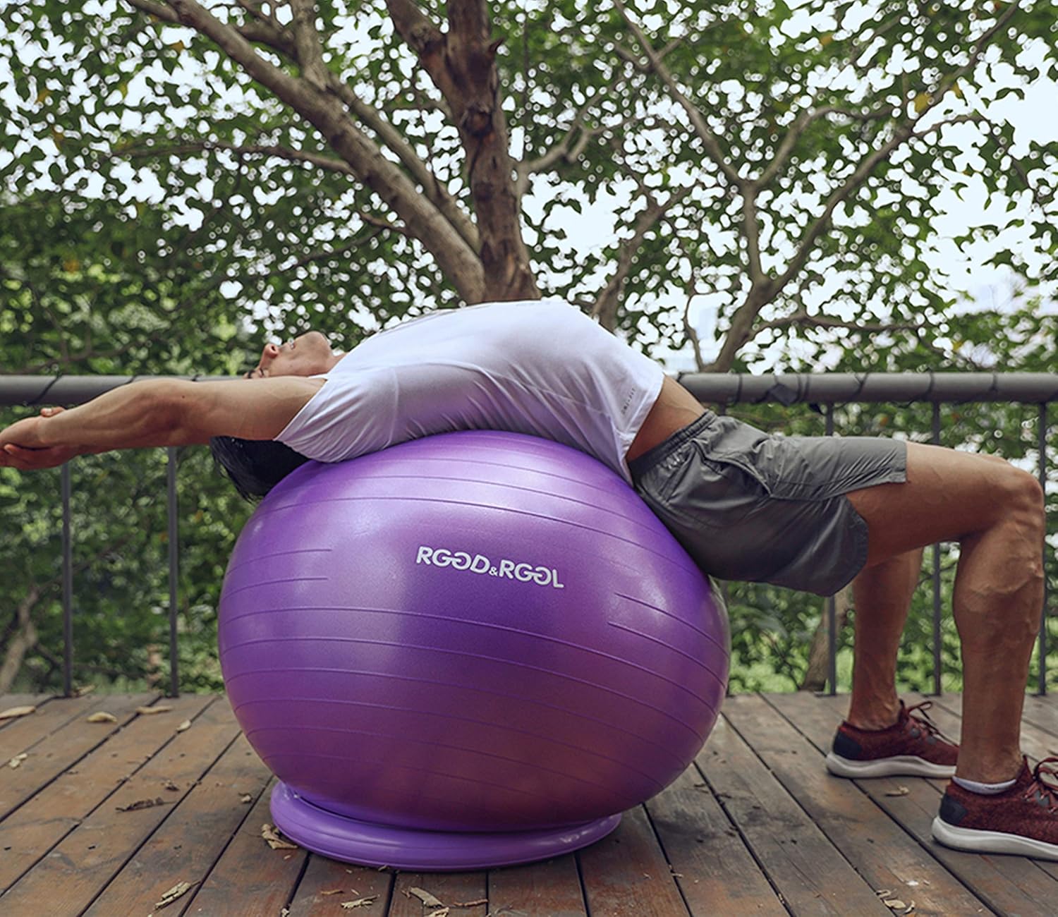 Yoga Ball Chair, RGGD&RGGL Exercise Ball with Leak-Proof Design, Stability Ring&2 Adjustable Resistance Bands for Any Fitness Level, 1.5 Times Thicker Swiss Ball for Home&Gym&Office&Pregnancy (65 cm) : Sports & Outdoors