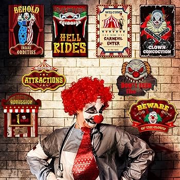 Amazon.com: Harloon 18 Pcs Circus Party Signs Halloween
