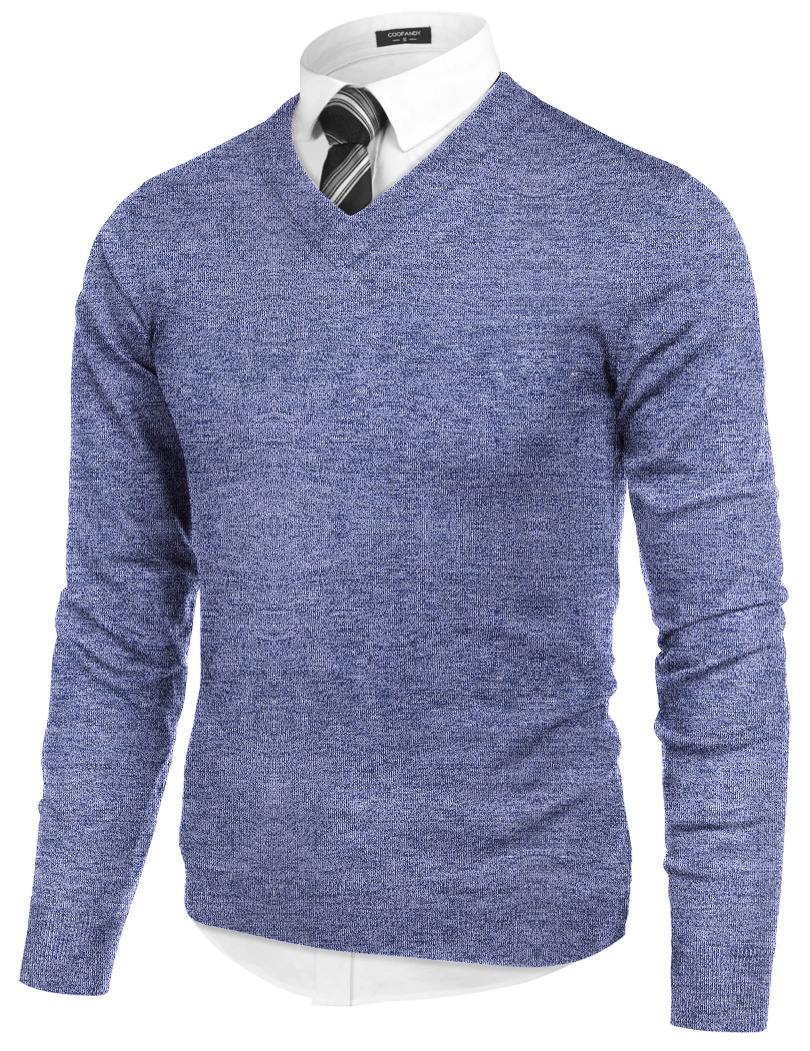 COOFANDY Mens V Neck Dress Sweater Knit Long Sleeve Slim Fit Sweaters  Fashion Pullover Sweater