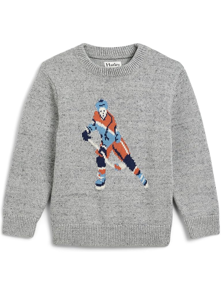 Gray Hatley Hockey Crew Neck Sweater (Toddler/Little Kid/Big Kid)