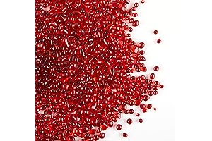 Fire Glass Stones, Red Pebbles Round Gems, 3-6mm Jar