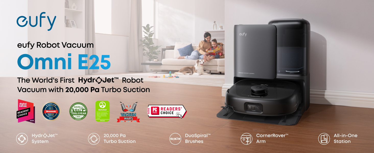 Amazon.com - eufy Robot Vacuum E25, 20,000 Pa Suction,HydroJet