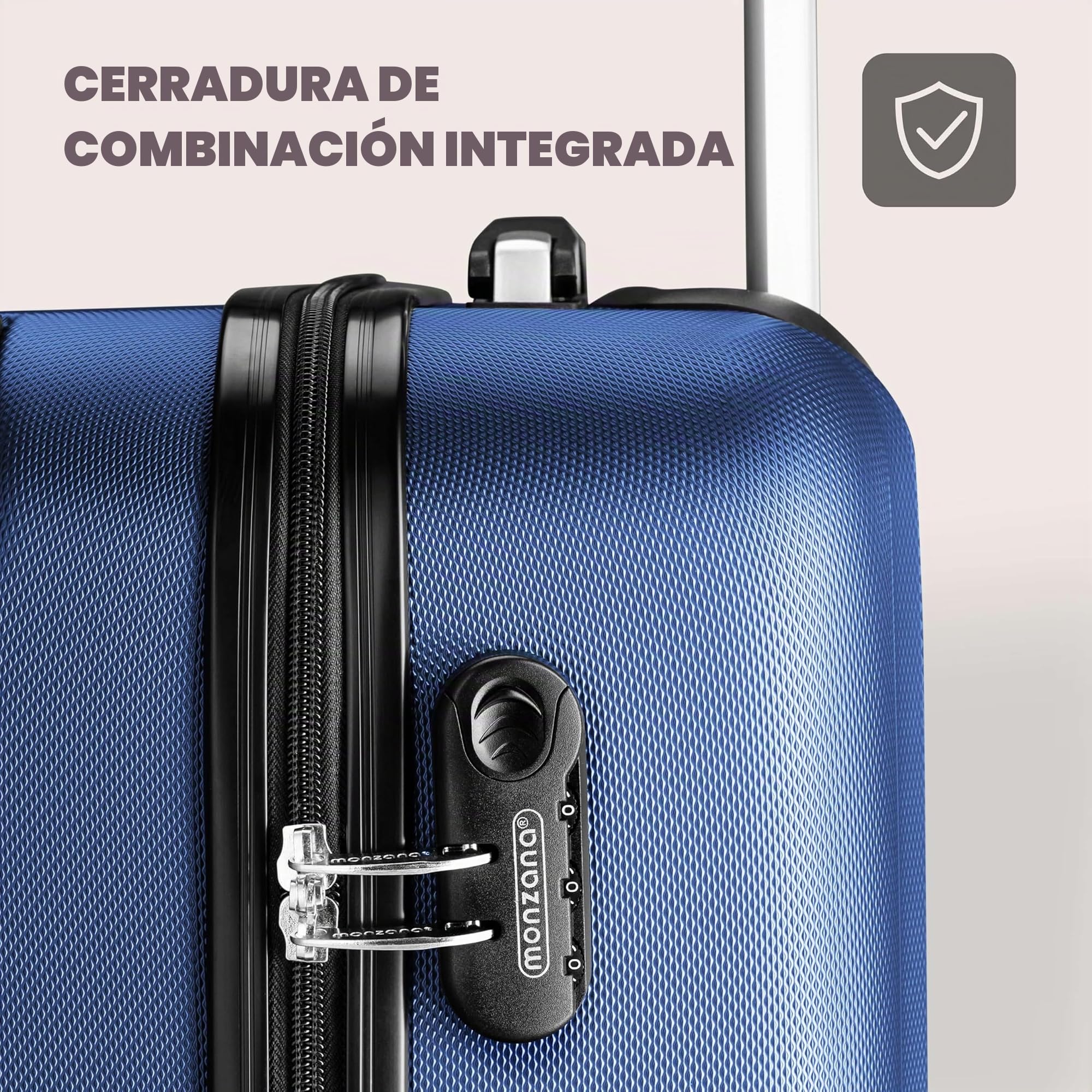 Monzana® Maleta de Viaje XL Rígida Asa Telescópica Trolley 4 Ruedas Azul