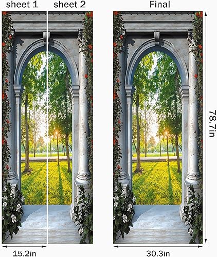 Miniatura 2 de FLFK - Mural para puerta, adhesivo 3D para puerta, autoadhesivo, extraíble, para decoración del hogar, 30.3 pulgadas de ancho x 78.7 pulgadas de