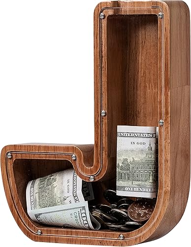 Vista 222 de Alcancía para niños y niñas, alcancía de madera con letra grande del alfabeto con inicial C, banco de monedas, regalos divertidos para cumpleaños