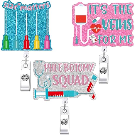 Nurse Badge Reel Retractable - Size Matters Syringe Design Phlebotomist Badge Holder