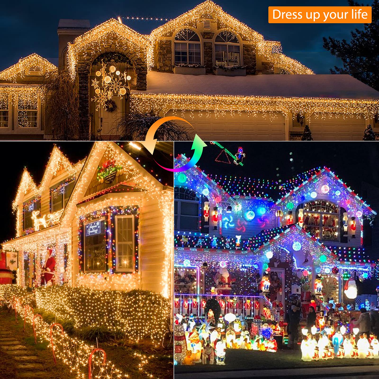 【値下げ！】チップとデール クリスマスLEDライト Brizled Christmas Icicle Lights, 29ft 360 LED Outdoor Icicle