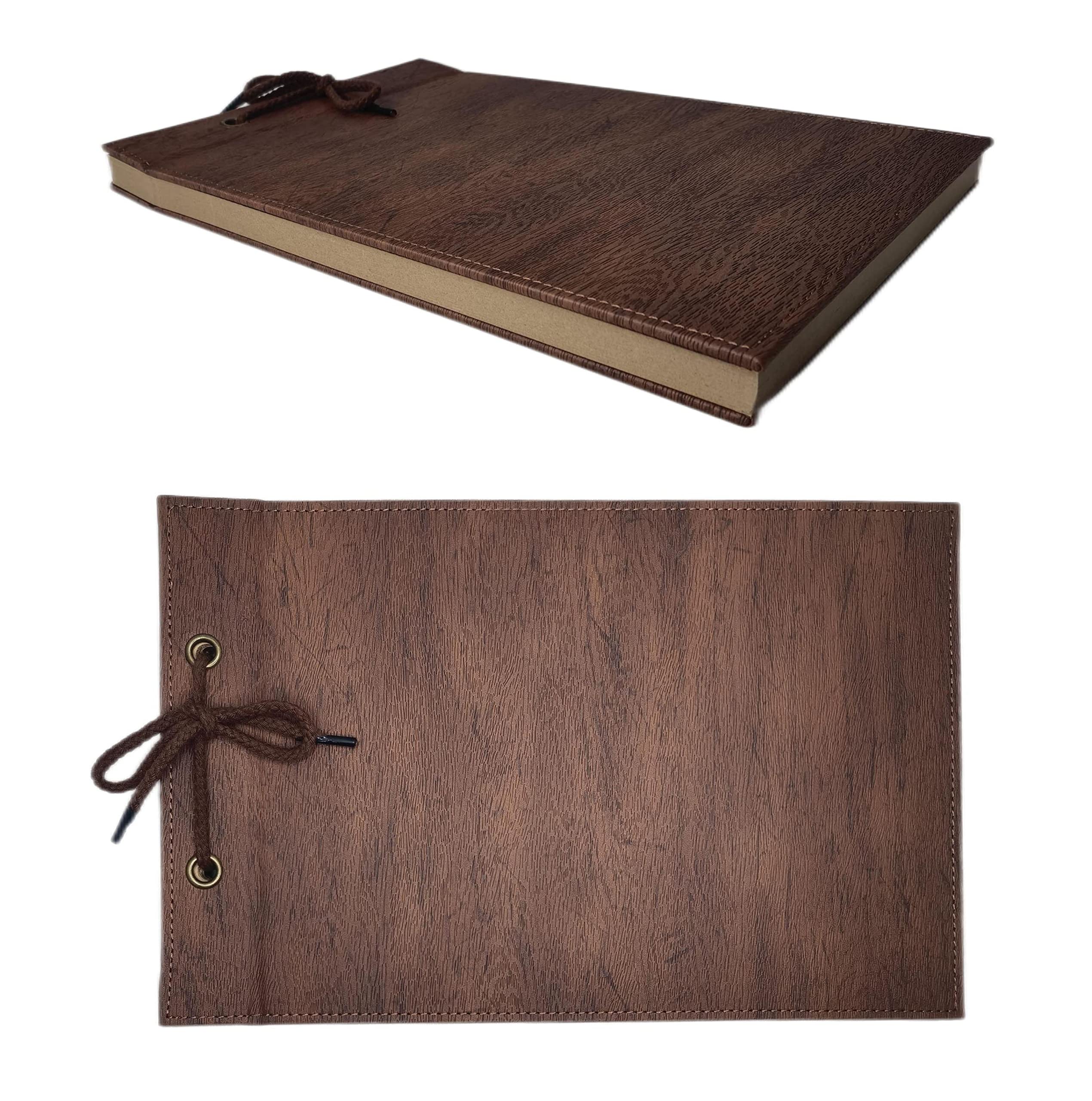 Scrapbook Photo Album Vintage cover Leather Scrapbook Vintage Style Travel Souvenirs, Photo Album, DIY Guestbook (Antique wood grain)