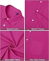 Vista 60 de J.VER Camisas de manga corta de lino y algodón para hombre, estilo informal, ligeras, con botones, para vacaciones, playa y verano, con bolsillo