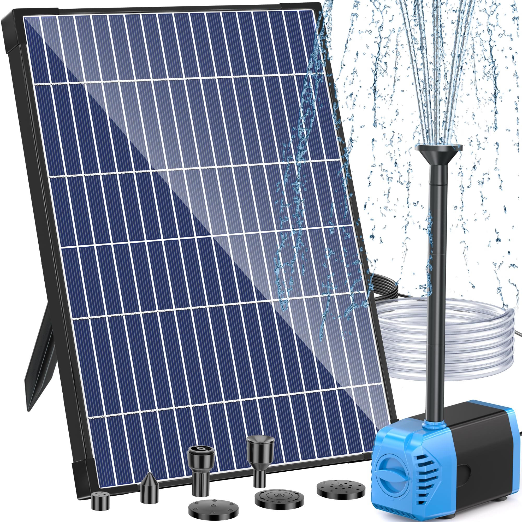 Photo 1 of Antfraer 12W Solar Fountain Pump, Solar Water Pump 160GPH Flow Adjustable, Solar Powered Water Pump with 16.5Ft Cord Length for Small Pond, Fish Pond Bird Bath Garden Waterfall Hydroponics