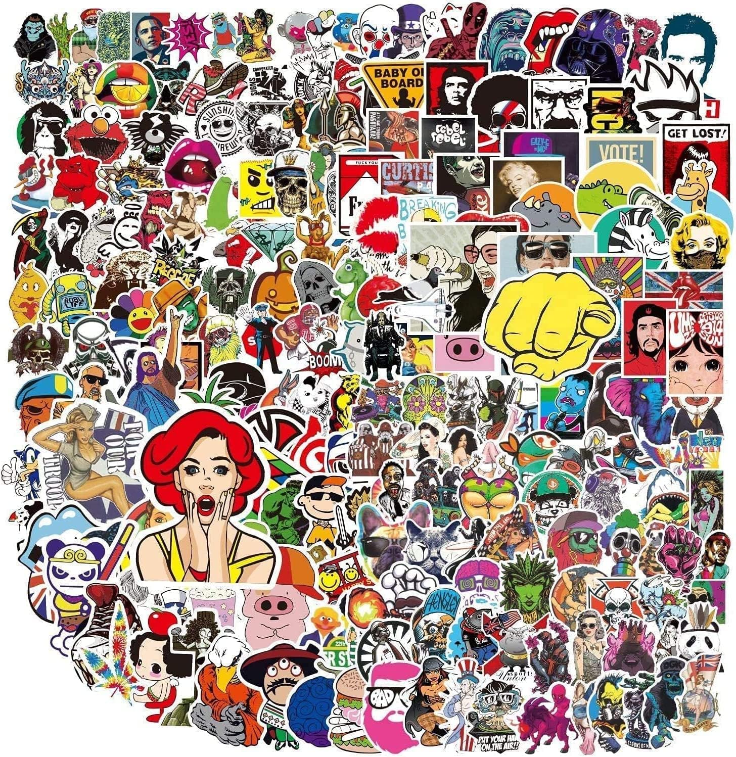 400 pcs Cool Random Stickers Vinyl Skateboard Stickers, Variety Pack for Laptop Guitar Travel Case Water Bottle Car Luggage Bike Sticker Waterproof Graffiti Decals,Gift for Teens Adult