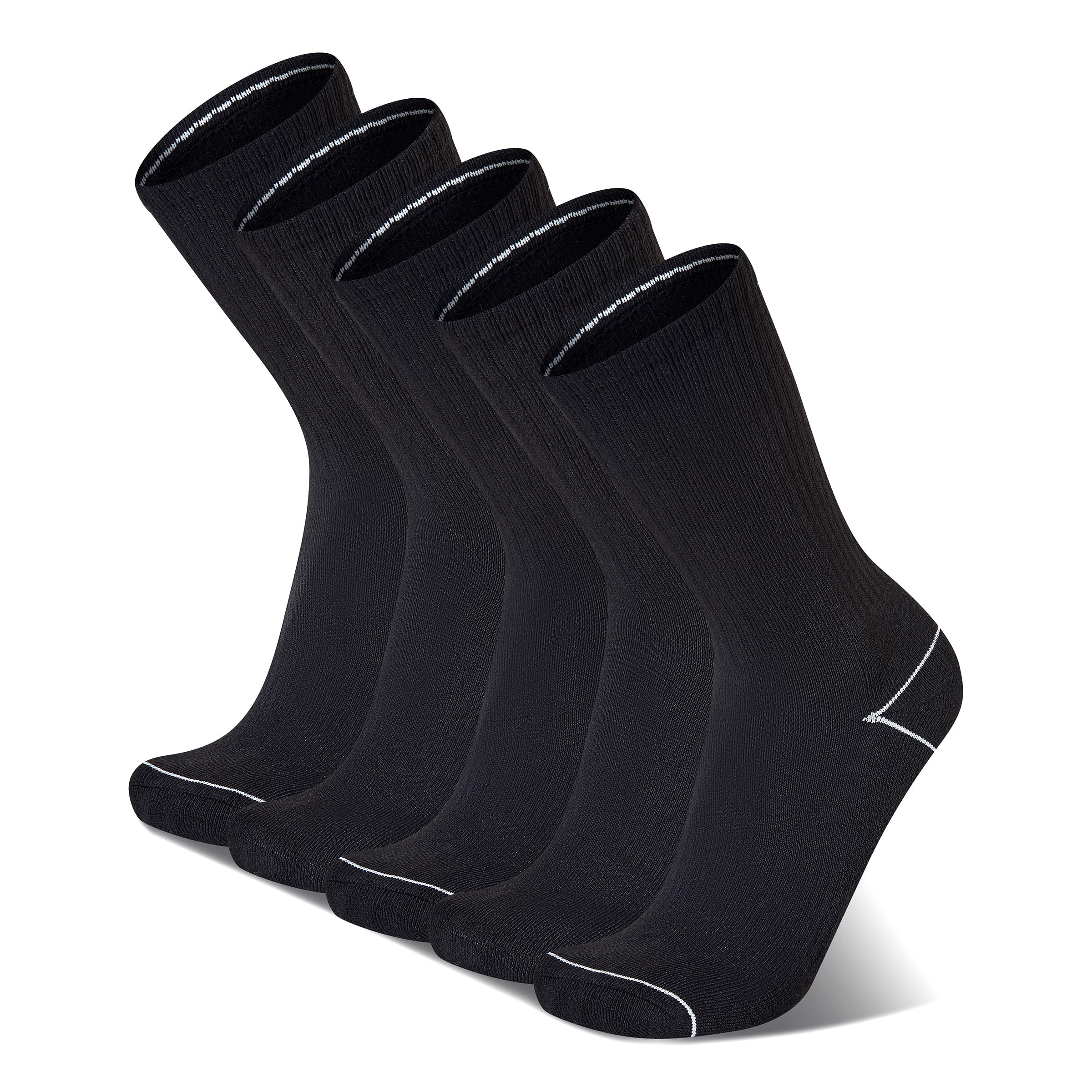 Champion Men's Crew Socks – Moisture-wicking Athletic Socks With Cushioning & Arch Support (Size 6-12), Black Heel/Toe, 4.5-12 UK