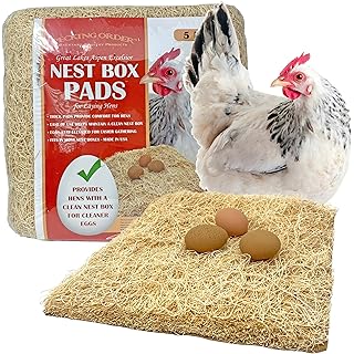 Nest Box Pads for Chicken Nesting Boxes - 13 x 13 Pads Made in USA from Sustainably Sourced Aspen Excelsior (5 Pack)
