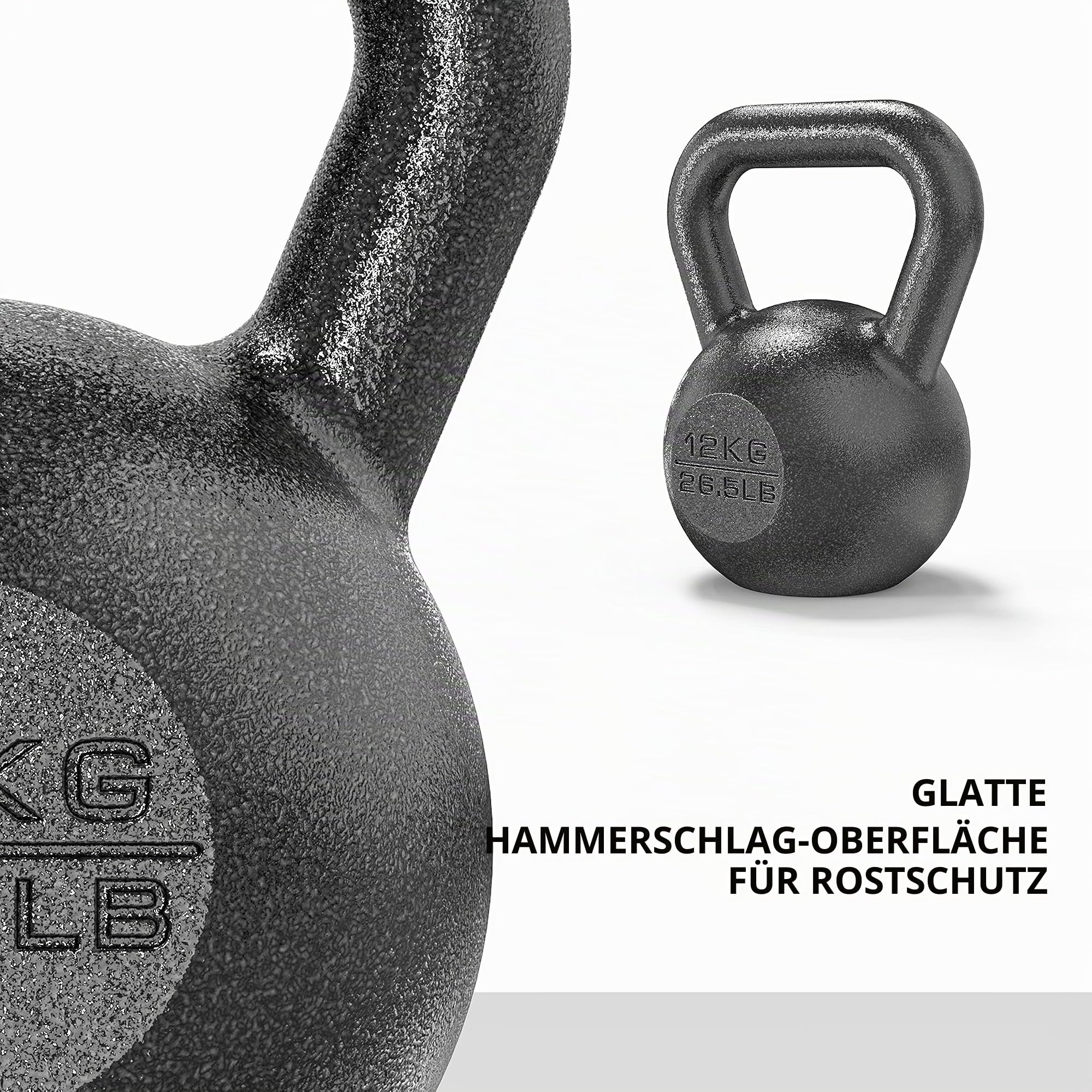 PROIRON Kettlebell Professional Kugelhantel aus Gusseisen, 4kg 8kg 12kg 16kg 20kg 24kg Gewichten Guss Schwunghantel Kugelgewicht Krafttraining - Schwarz Kettlebells