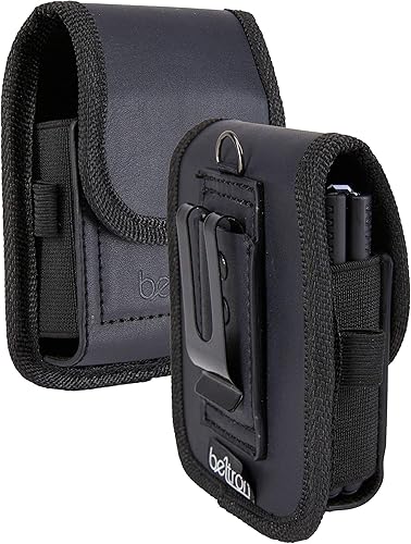 BELTRON Funda de piel compatible con Motorola RAZR+ 2025 2024 2023, Samsung Galaxy Z Flip 6543 con trabilla de cinturón resistente, clip de metal