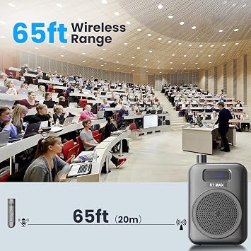Wireless Voice Amplifier for Teachers, Bluetooth Lavalier Mic | Portable mini speaker & rechargeable voice amplifier for classroom teachers, meetings, yoga, speeches & tour guides