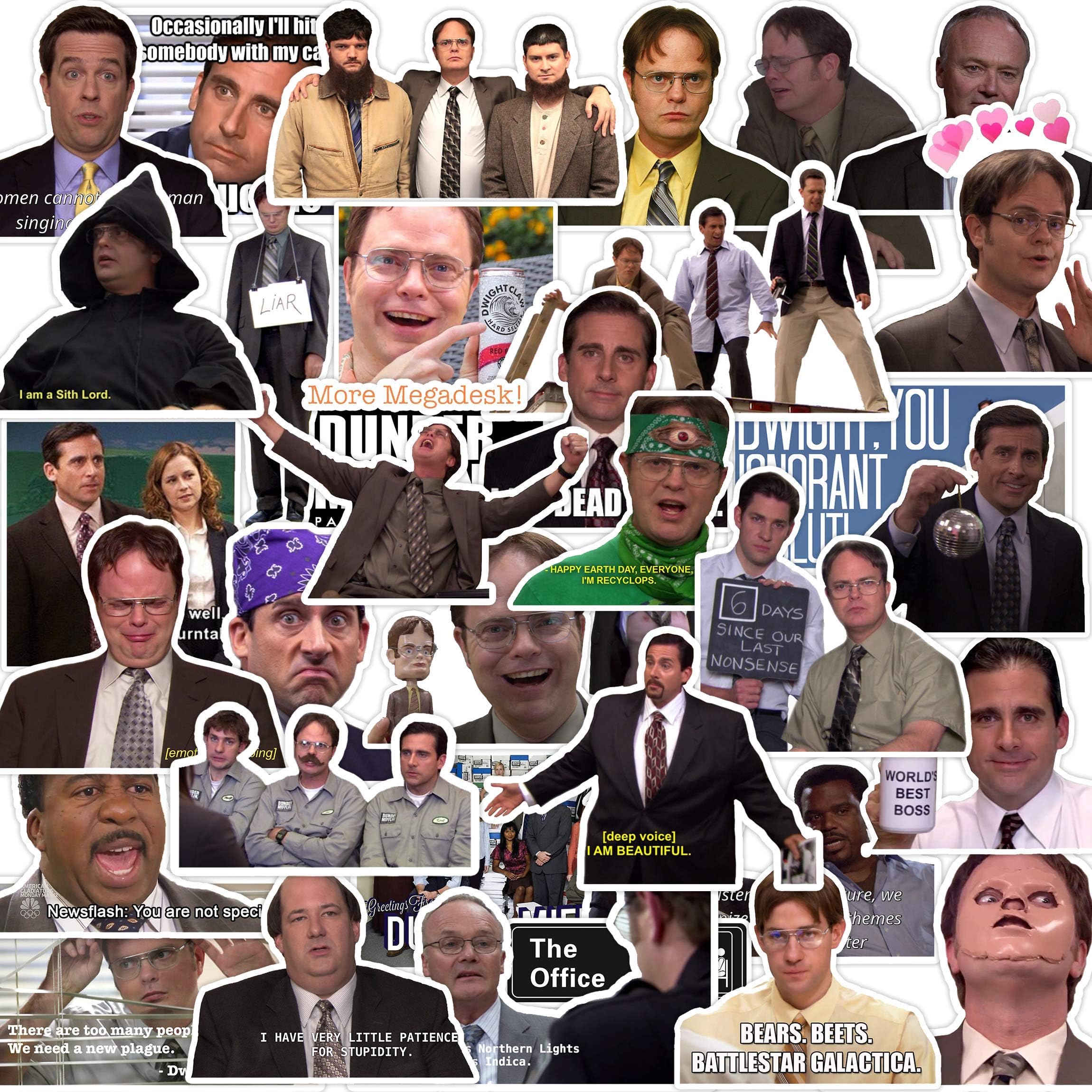 The Office Stickers Merchandis[50pcs]Funny Quote Stickers Pack with Michael Dwight Jim Dunder Mifflin for Hydro Flasks Water Bottles Laptop Notebook Computers Guitar Bike Helmet Car, Gifts for friends