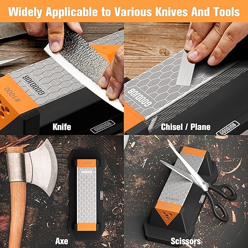 Miniatura 6 de goodjob - Afiladores de cuchillos de diamante para cuchillos de cocina, piedra de afilar de diamante de primera calidad, grano de 3 lados,