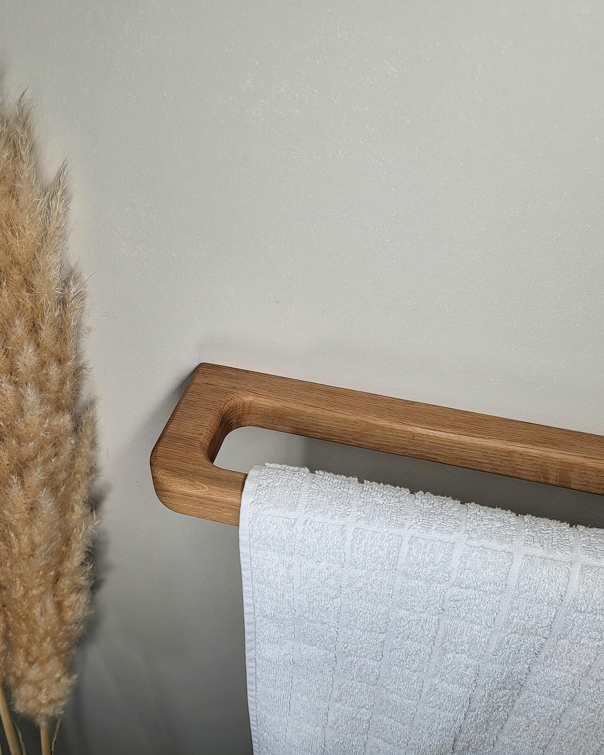Toallero de roble macizo, diseño, montaje fácil y estable (no se pega) Fabricado en Alemania, vertical, horizontal, Scandi, minimalista, sostenible, elegante, baño, baño, aseo de invitados,