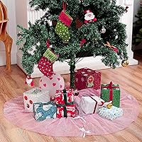 Vista 7 de Skylety Falda de árbol para el día de San Valentín de 48 pulgadas, con volantes, de tul y lentejuelas redondas con purpurina de doble capa, falda