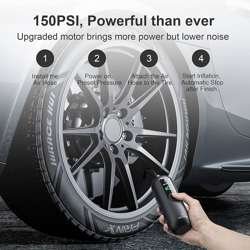 Amazon.co.jp: AMORNO ポータブルエアコンプレッサーミニバイク