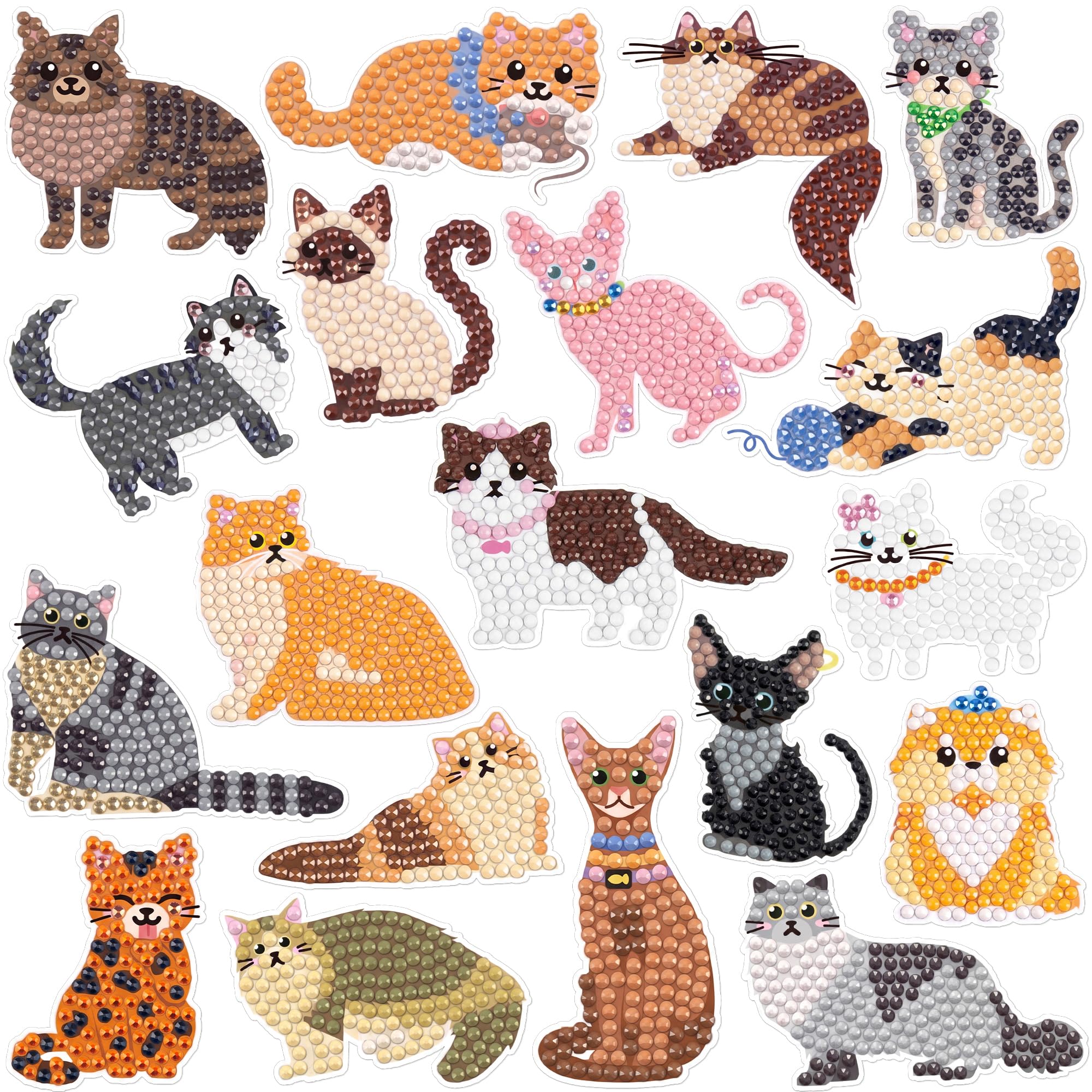 Labeol Diamond Art Kits for Kids Boys and Girls Ages 6-8-10-12 Easy to DIY Creative Diamond Art Sticker Craft by Numbers Kits for Kids and Adult Beginners (Cat)