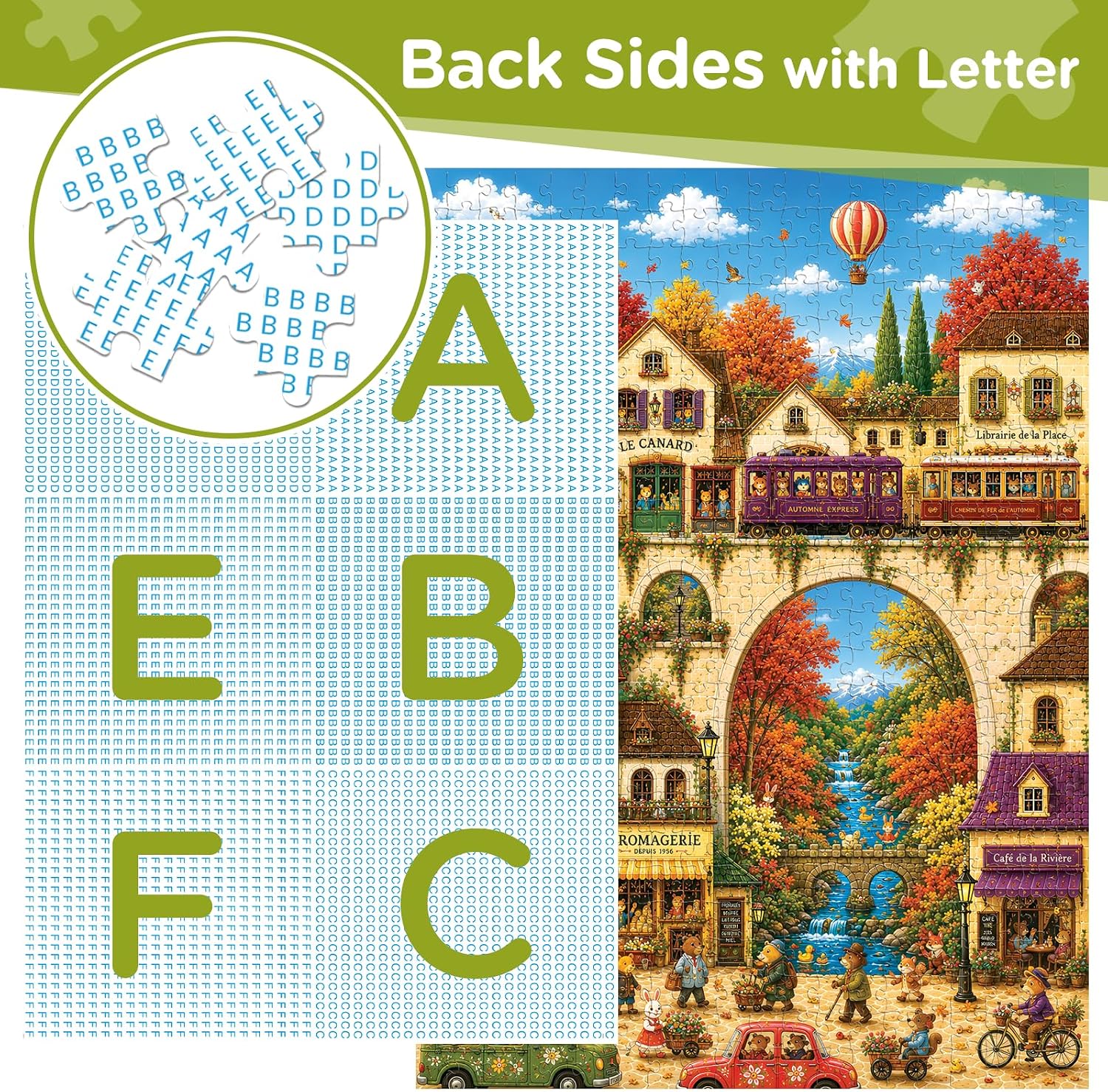 500 Piece Jigsaw Puzzle for Adults, Autumn Cute Animal Village Puzzle image 3
