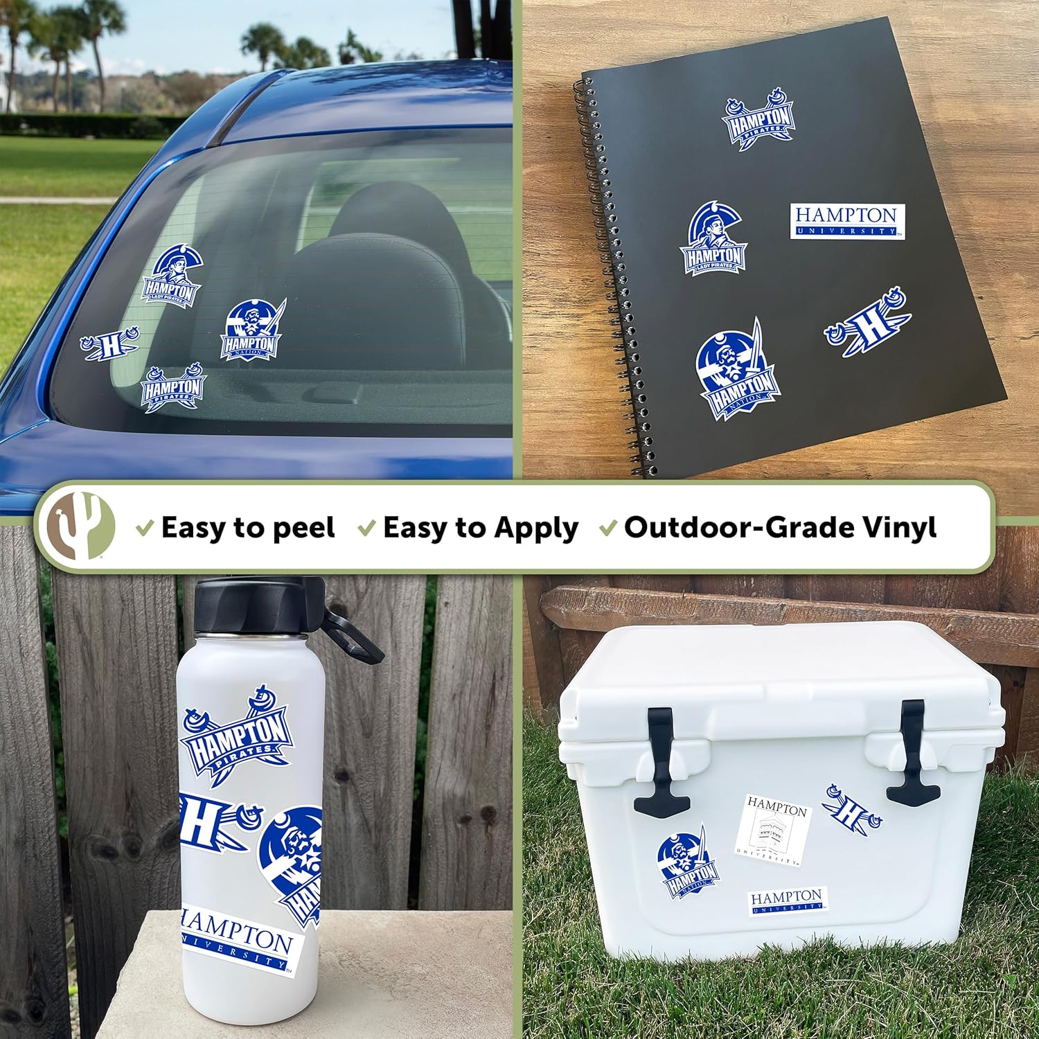 Desert Cactus Hampton University Sticker Virginia Pirates Vinyl Decals Laptop Water Bottle Car Scrapbook T2 (Type 2) - Image 2