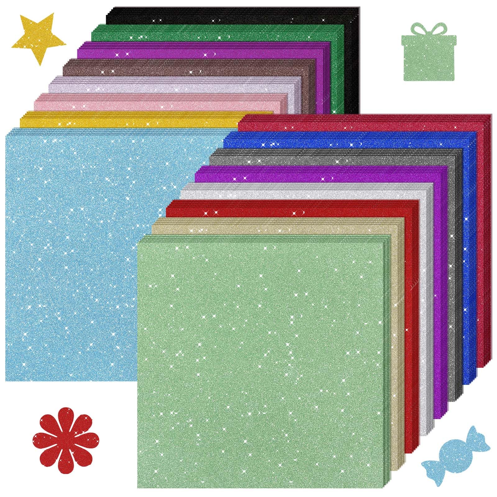Kisston 80 Stück 30,5 x 30,5 cm mehrfarbiges Glitzer-Kartonpapier, fusselfrei, 250 g/m² (41,7 kg), schwerer Karton, Glitzer zum Basteln, glitzernd für Kartenherstellung, DIY, Kunstprojekte