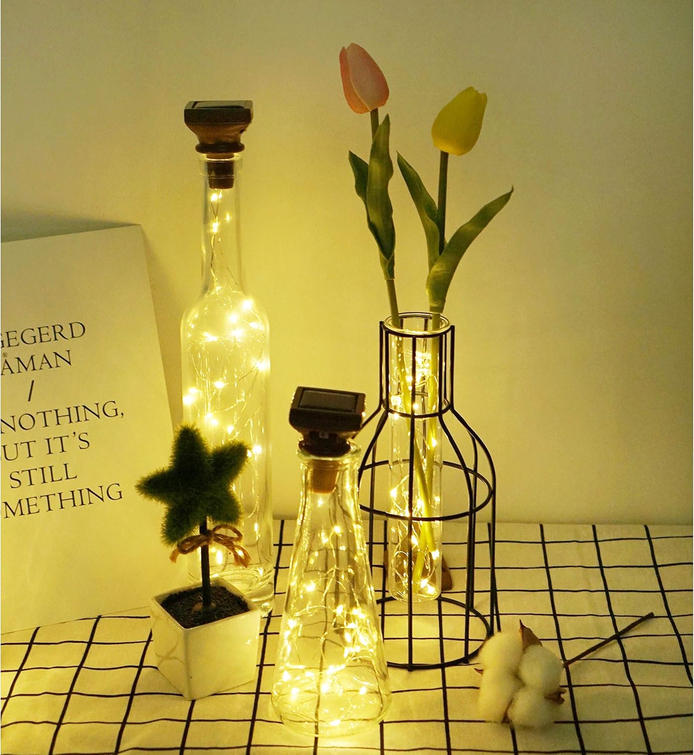 10 Pack Solar Wine Bottle Lights 20 LEDs Waterproof Fairy Cork String Silver Wire Craft Lights for Party, Wedding, Christmas, Holiday, Garden, Patio or Table Decor