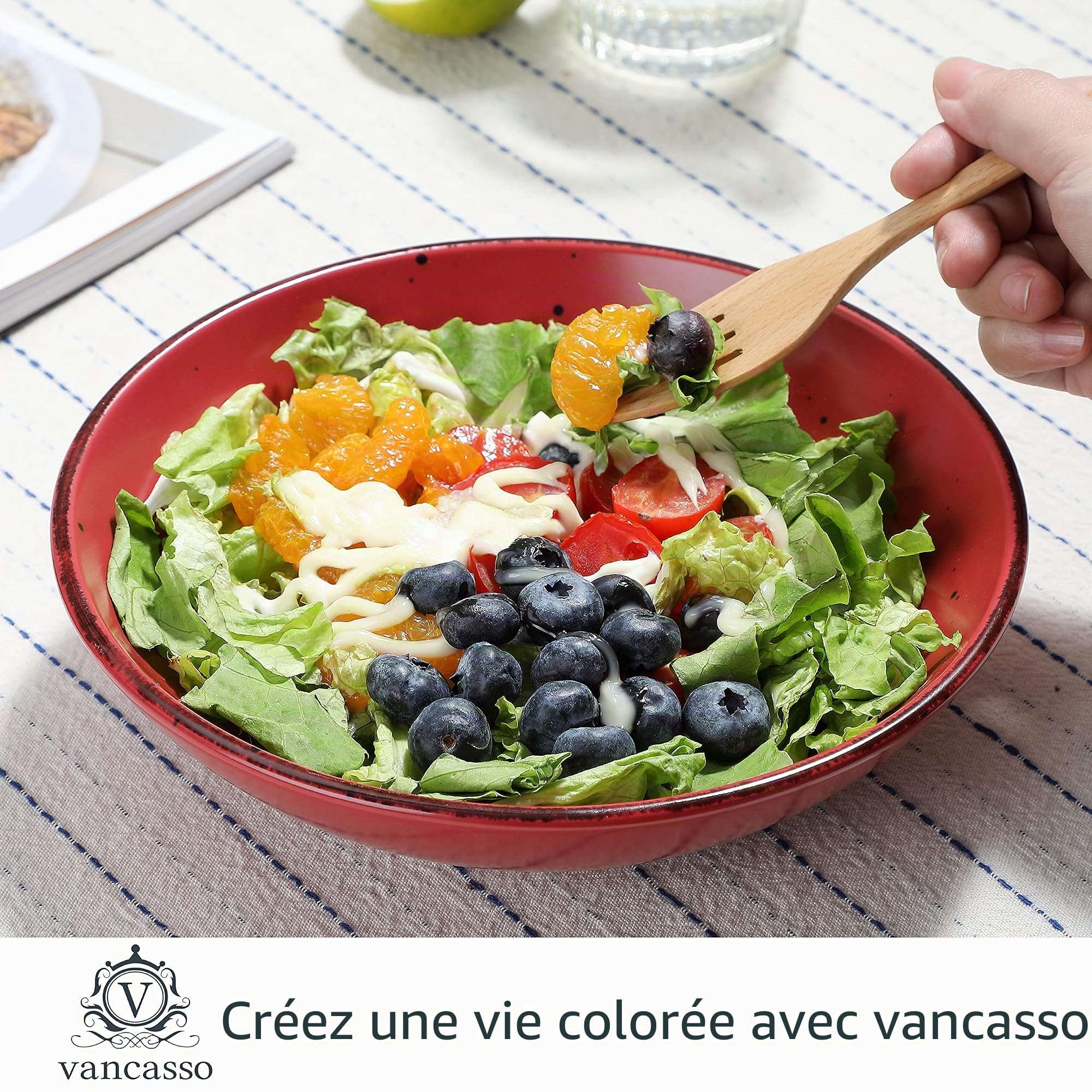 vancasso, Série Moda, Assiette Creuse en Céramique, Assiette à Soupe Saladier - 4 Pièces