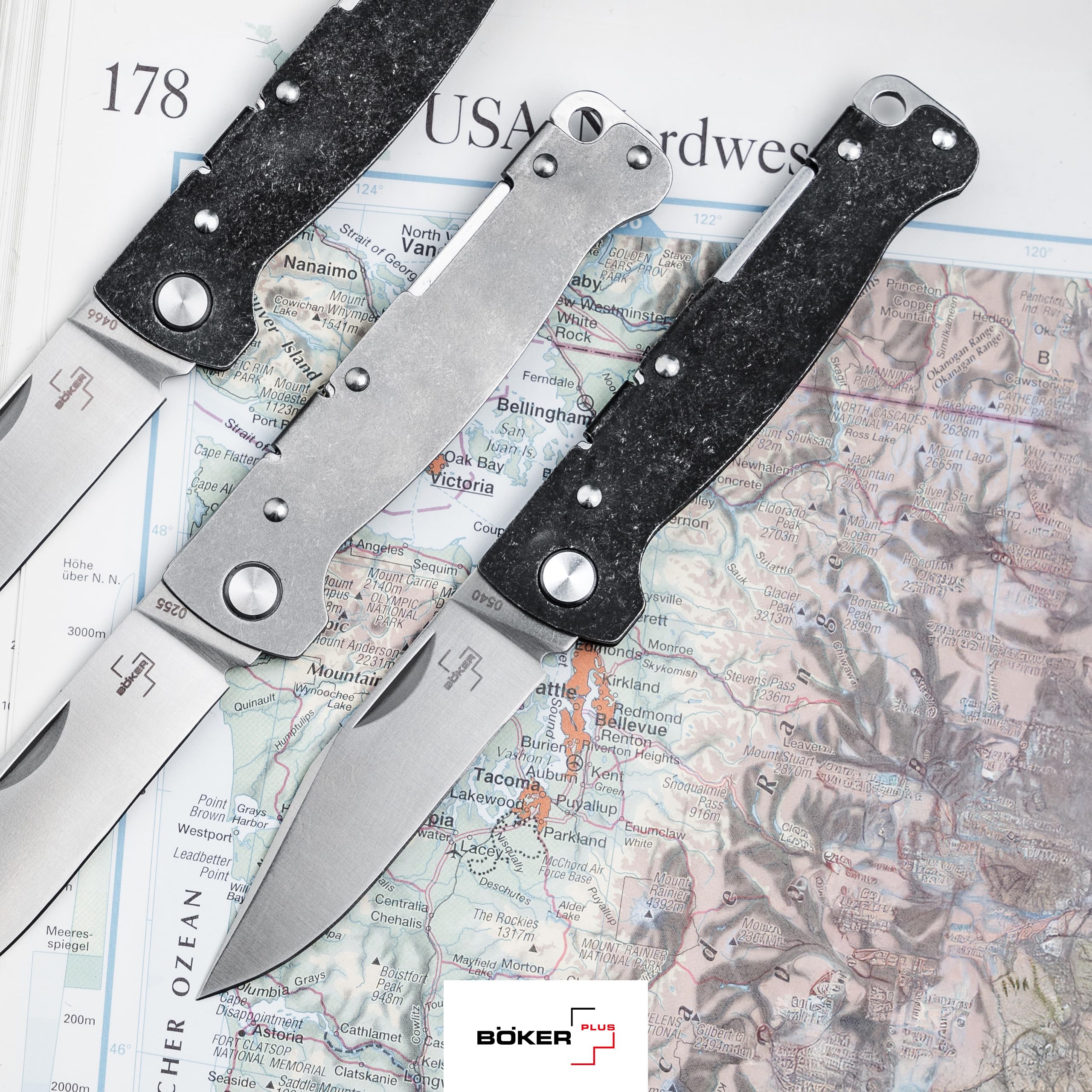 Böker Plus Atlas Backlock Clippoint Taschenmesser - Vollmetall Klappmesser mit 7,4 cm D2 Klinge, Edelstahlgriff EDC